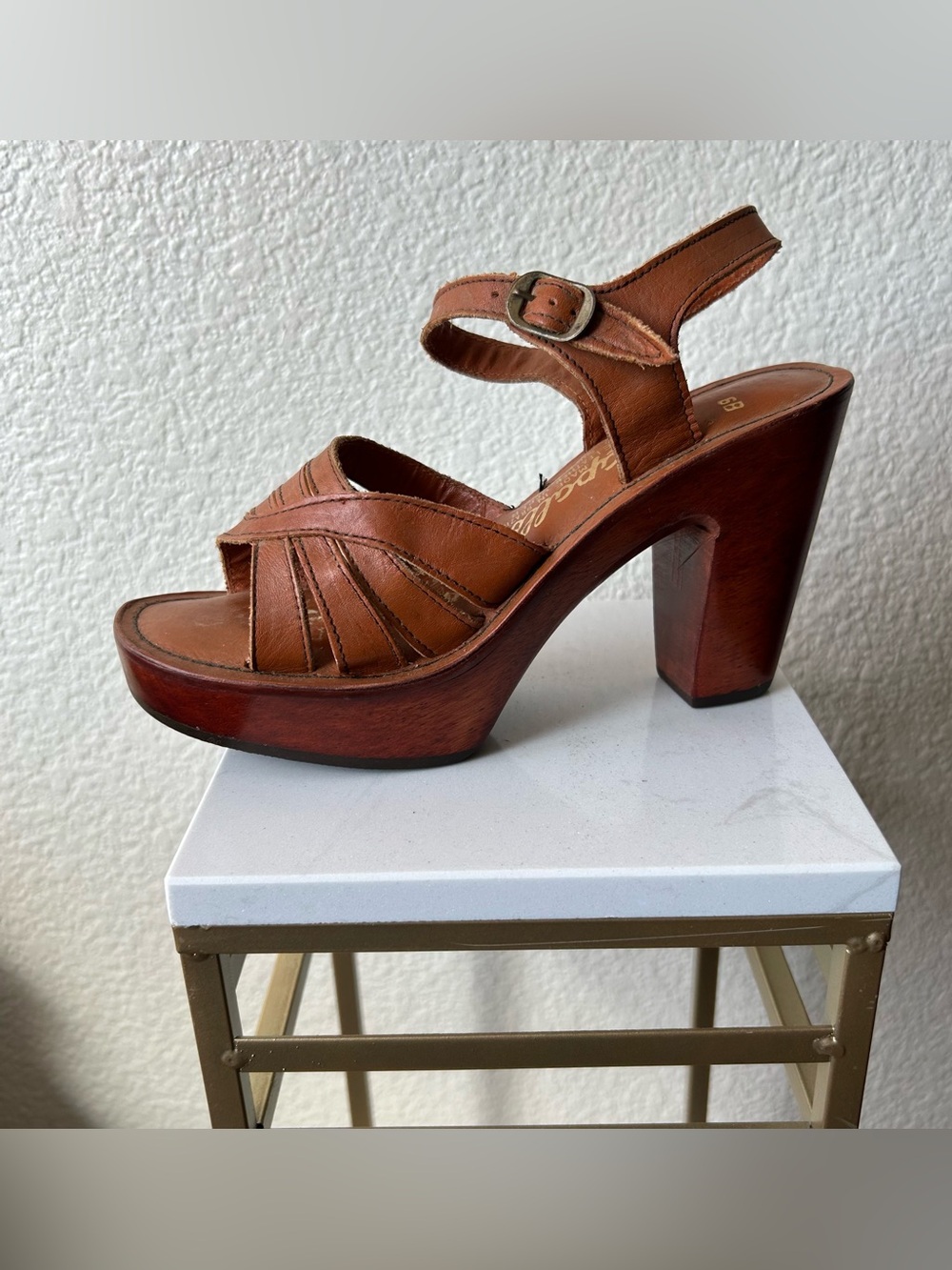 Vintage Rapallo block heel heels leather upper Size 6B
